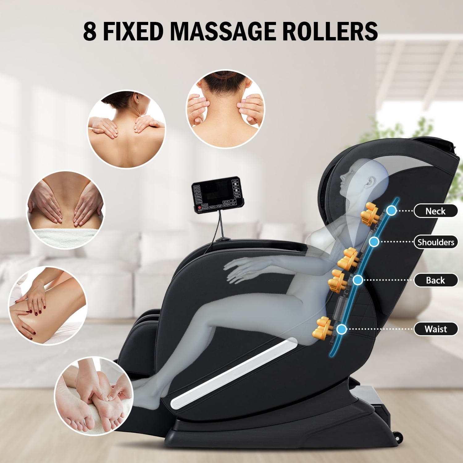Full Body Shiatsu Massage Chair with Zero Gravity, Back Heat Therapy, Foot Rollers, Extendable Footrest, and Air Compression