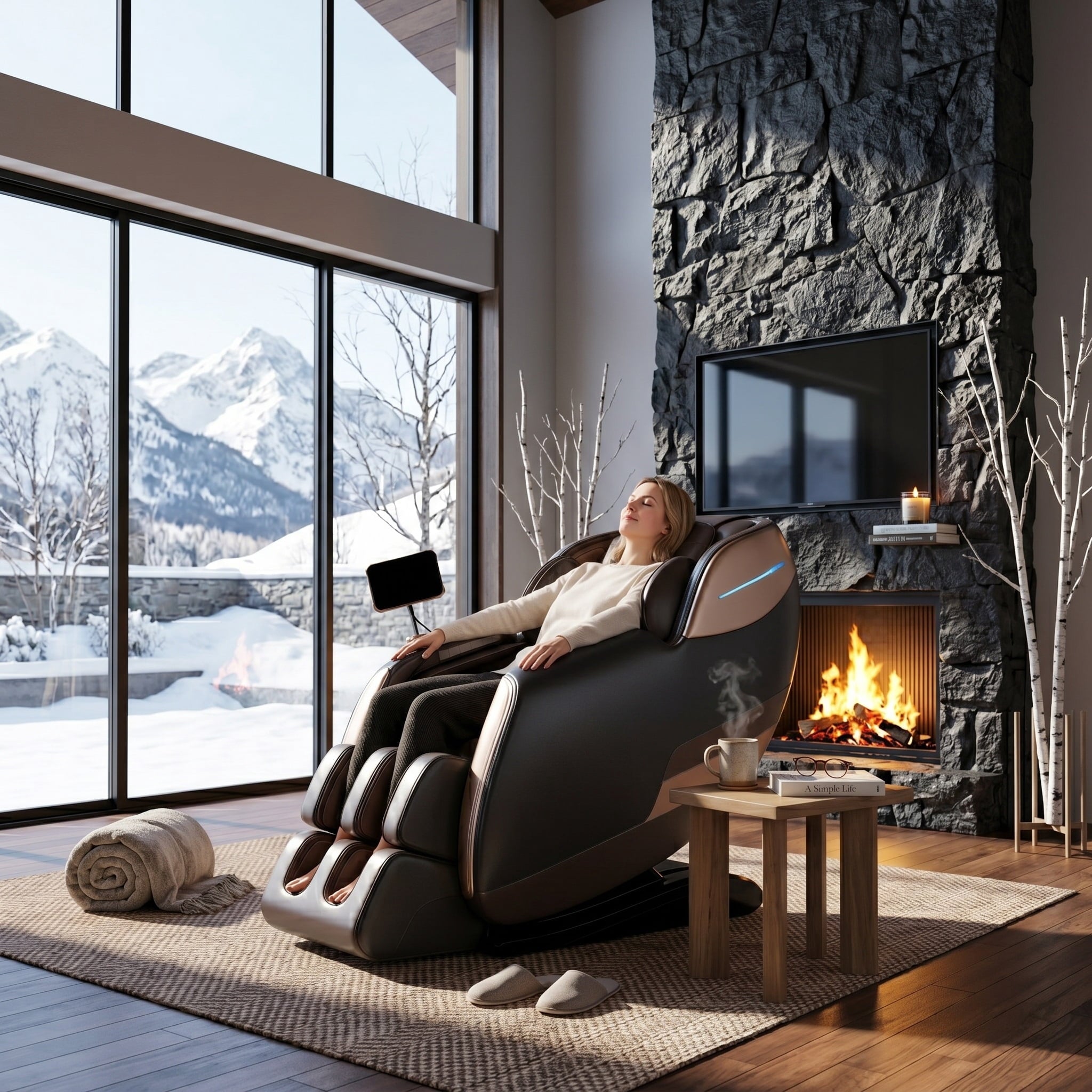 58" SL Track 4D Smart Massage Chair – AI Body Scan, Zero Gravity, Full Body Air Compression, Heat Therapy, Bluetooth Speakers, Voice Control, King Size Design, 6 Massage Programs