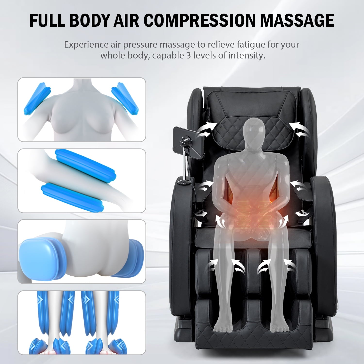 Full Body Shiatsu Massage Chair with Zero Gravity, Back Heat Therapy, Foot Rollers, Extendable Footrest, and Air Compression