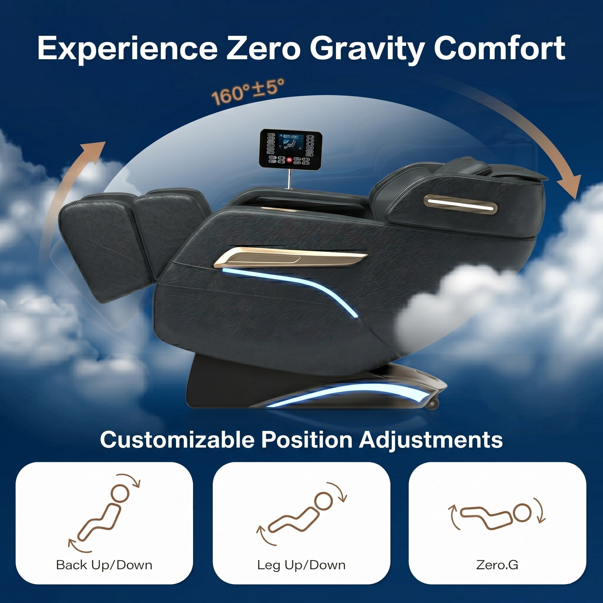 58" SL Track 4D Smart Massage Chair with AI Body Scanning, Zero Gravity, Heat Therapy, and Bluetooth Speakers