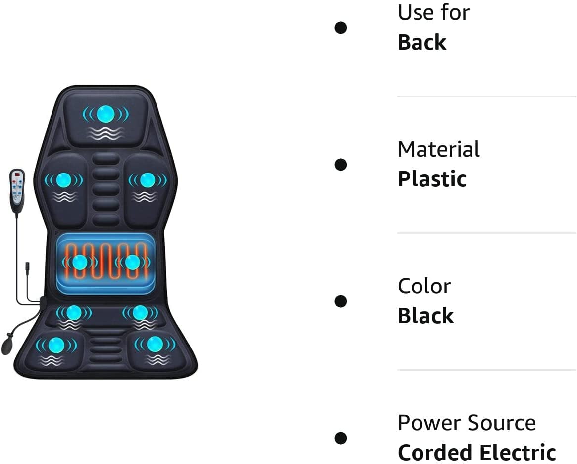 ENGOO Massage Pad with Heat & Lumbar Airbag Support - 9 Vibration Modes, Multi-Zone Relief for Home, Office & Car Use