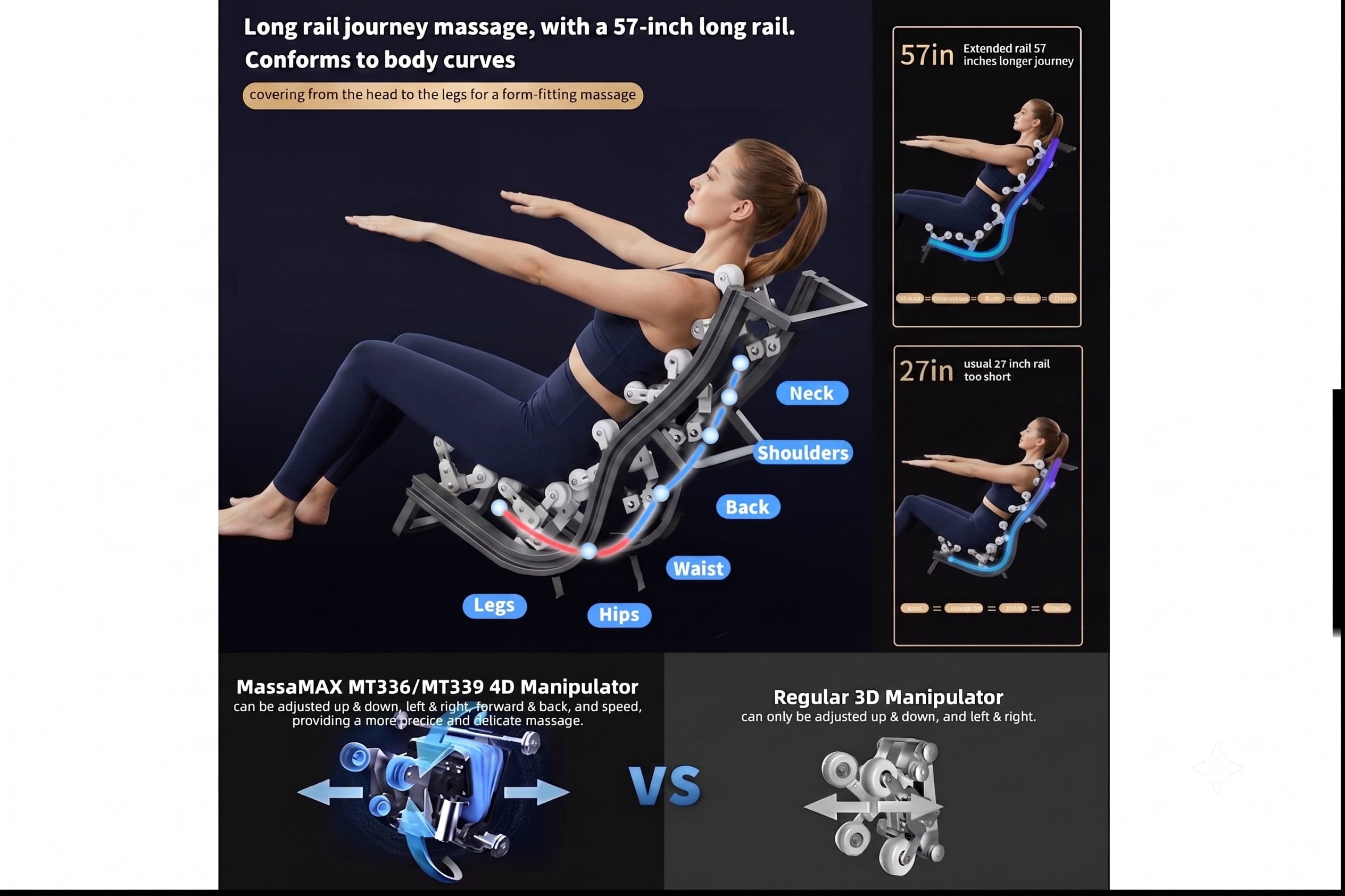 58" SL Track 4D Smart Massage Chair with AI Body Scanning, Zero Gravity, Heat Therapy, and Bluetooth Speakers