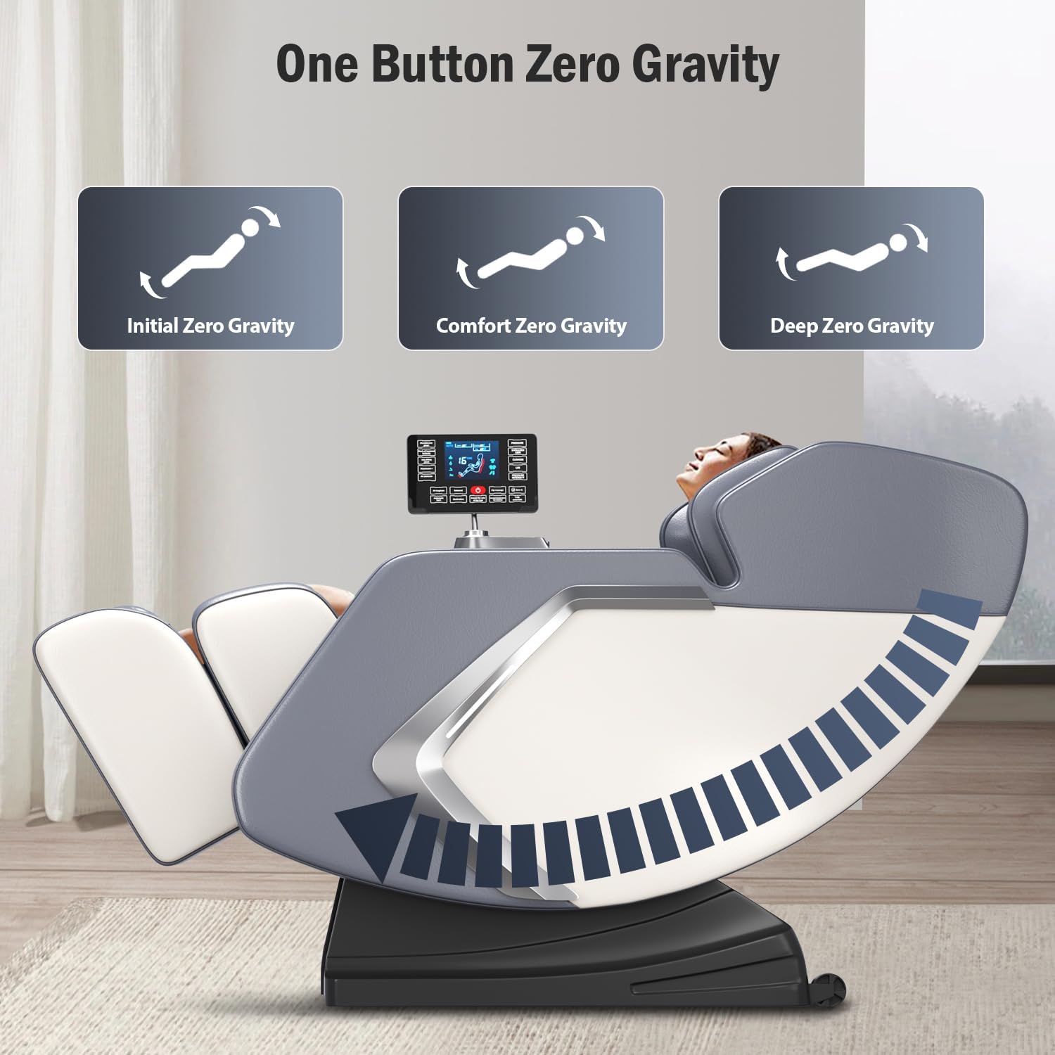 Full Body Massage Chair Zero Gravity Recliner, 8 Fixed Rollers with Heating Function & Auto Mode for Home Use