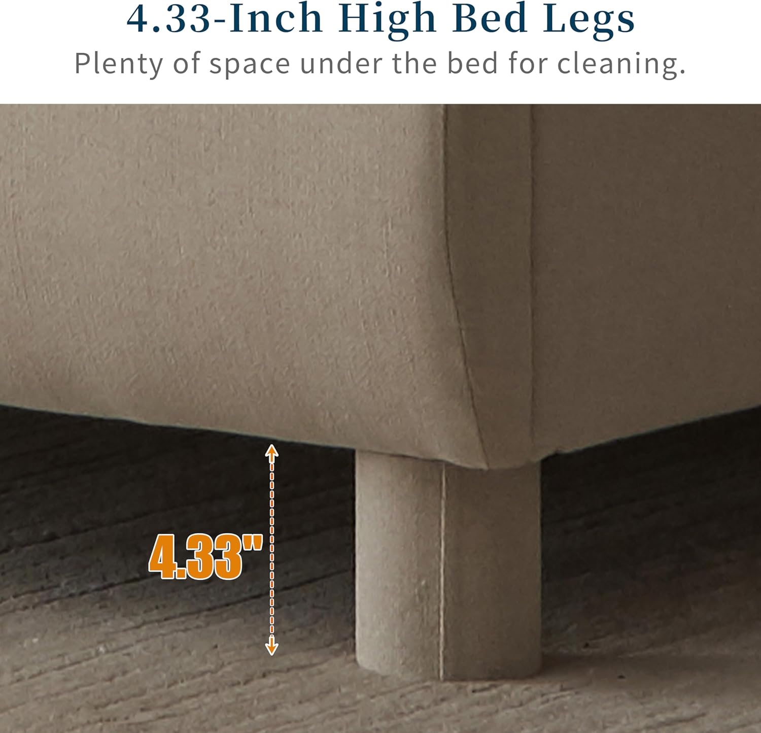 Queen Upholstered Bed Frame with 5 Tall Headboards Wingback Platform Bed Tufted Linen, No Box Spring Needed, Easy Assembly, Beige