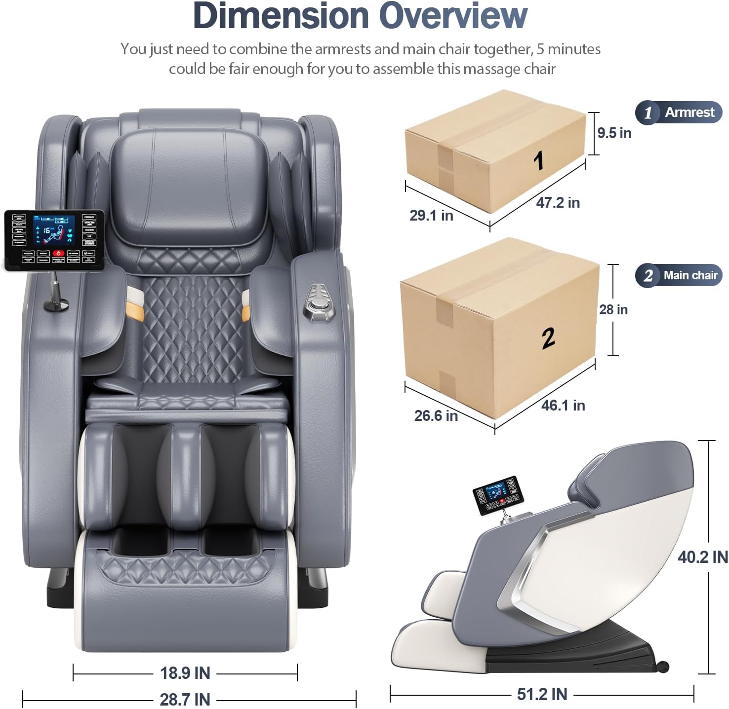 Full Body Massage Chair Zero Gravity Recliner, 8 Fixed Rollers with Heating Function & Auto Mode for Home Use