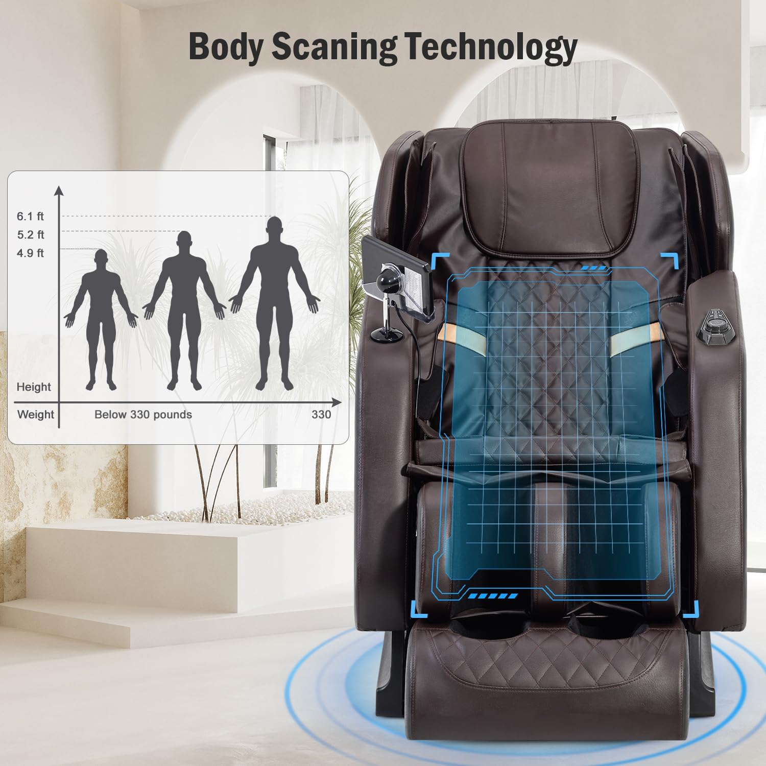 2026 Zero Gravity Full Body Massage Chair, 8 Fixed Shiatsu Rollers, Waist Heating, Air Compression & Foot Rollers for Home Office and Elderly Users (Brown)