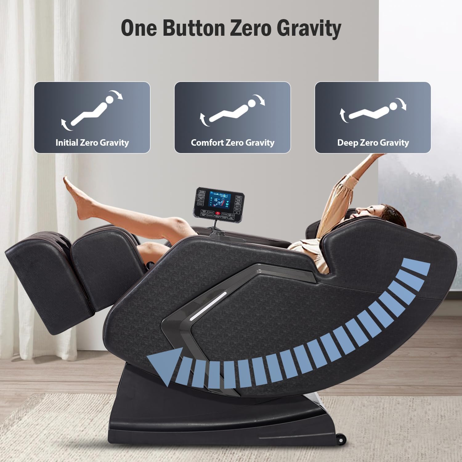 2026 Zero Gravity Full Body Massage Chair, 8 Fixed Shiatsu Rollers, Waist Heating, Air Compression & Foot Rollers for Home Office and Elderly Users (Brown)