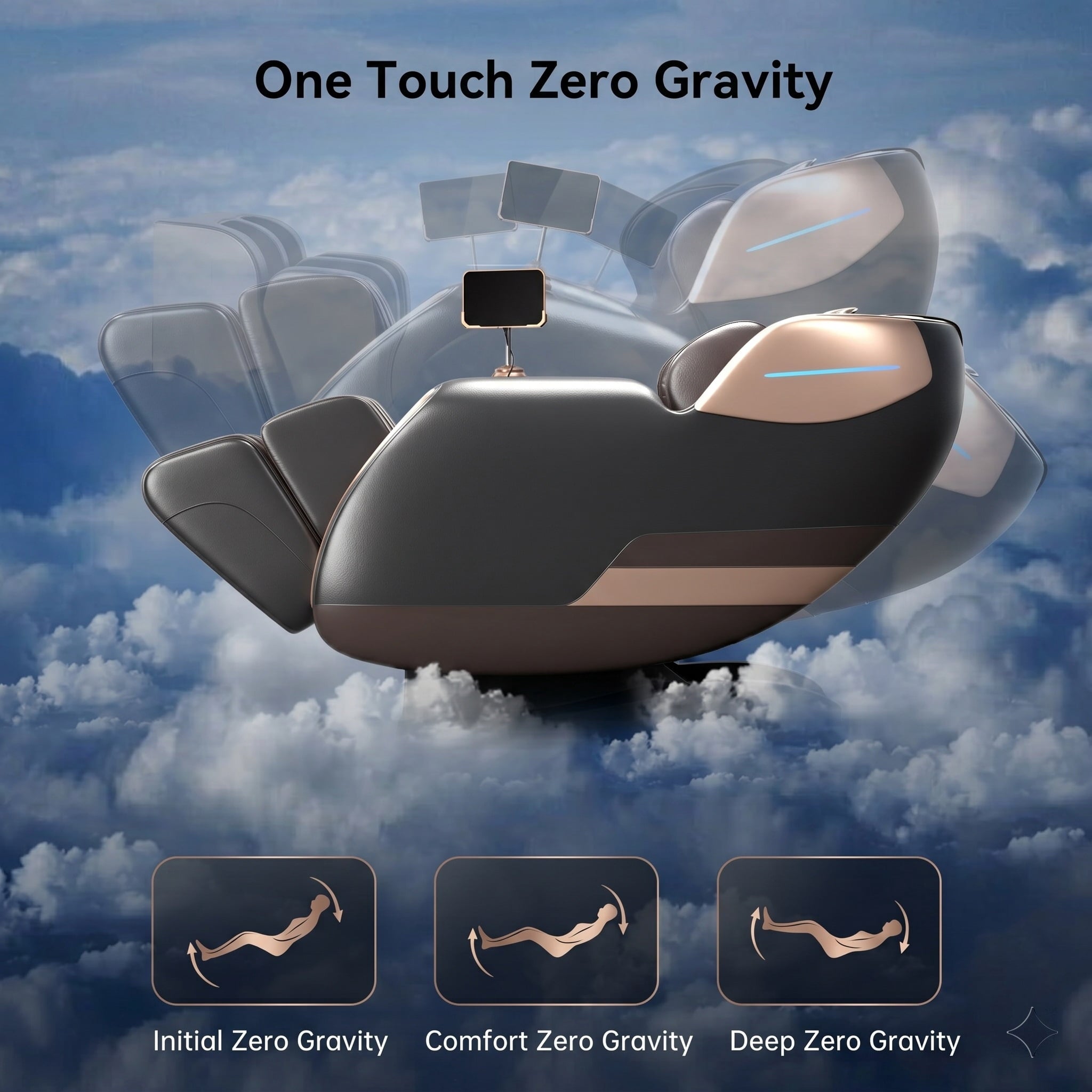 58" SL Track 4D Smart Massage Chair – AI Body Scan, Zero Gravity, Full Body Air Compression, Heat Therapy, Bluetooth Speakers, Voice Control, King Size Design, 6 Massage Programs
