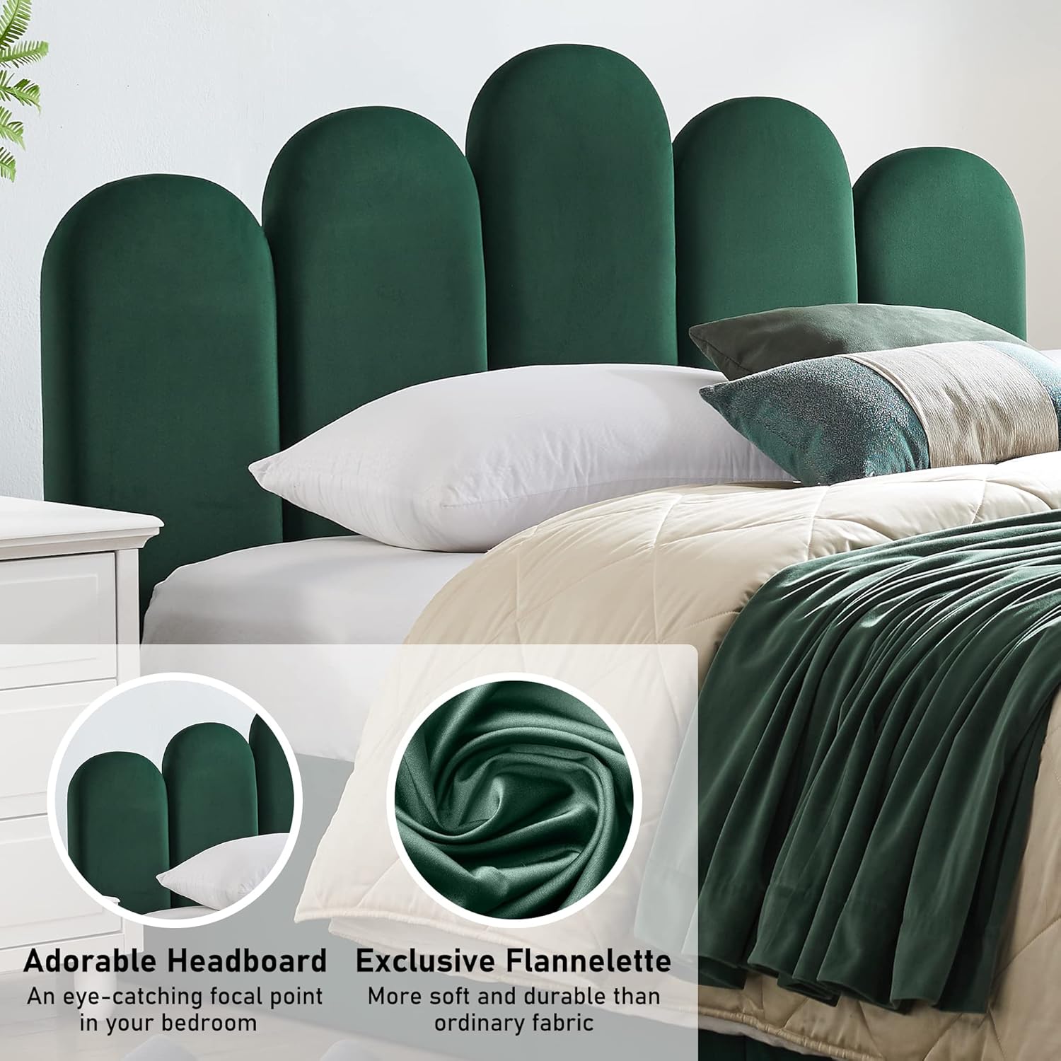 Lift Up Storage Bed Full Size, Upholstered Platform Bed with Hydraulic Storage System & Wood Slats Support, Full Bed Frame with Headboard, No Box Spring Needed, Easy Assembly, Green