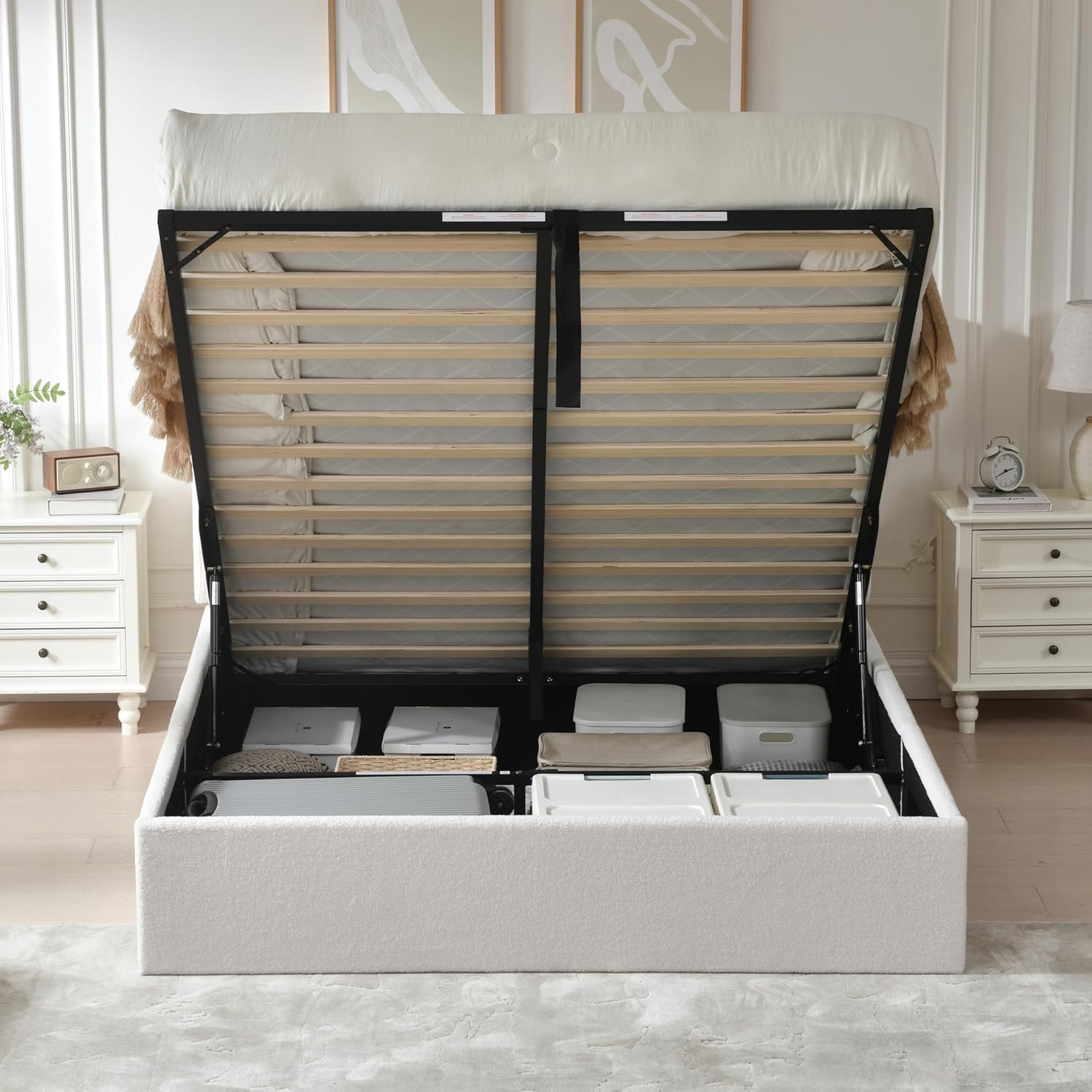 Full Size Upholstered Platform Bed Frame with Wingback Headboard, Wood Slats Support, Noiseless, Easy Assembly, No Box Spring Needed, Green