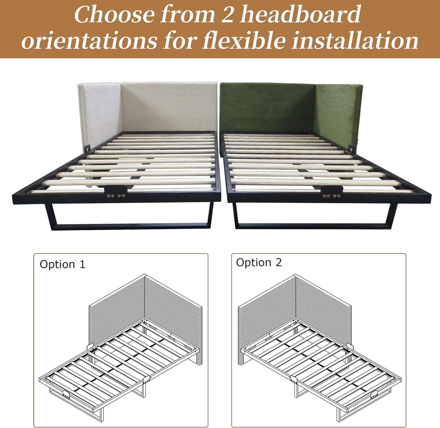 Twin Size Upholstered Daybed Frame, Corduroy Corner Sofa Bed, Guest Bed with Versatile Side Placement, Wood Slat Support, Kids & Teens Rooms, No Box Spring Needed, Easy Assembly, Cream