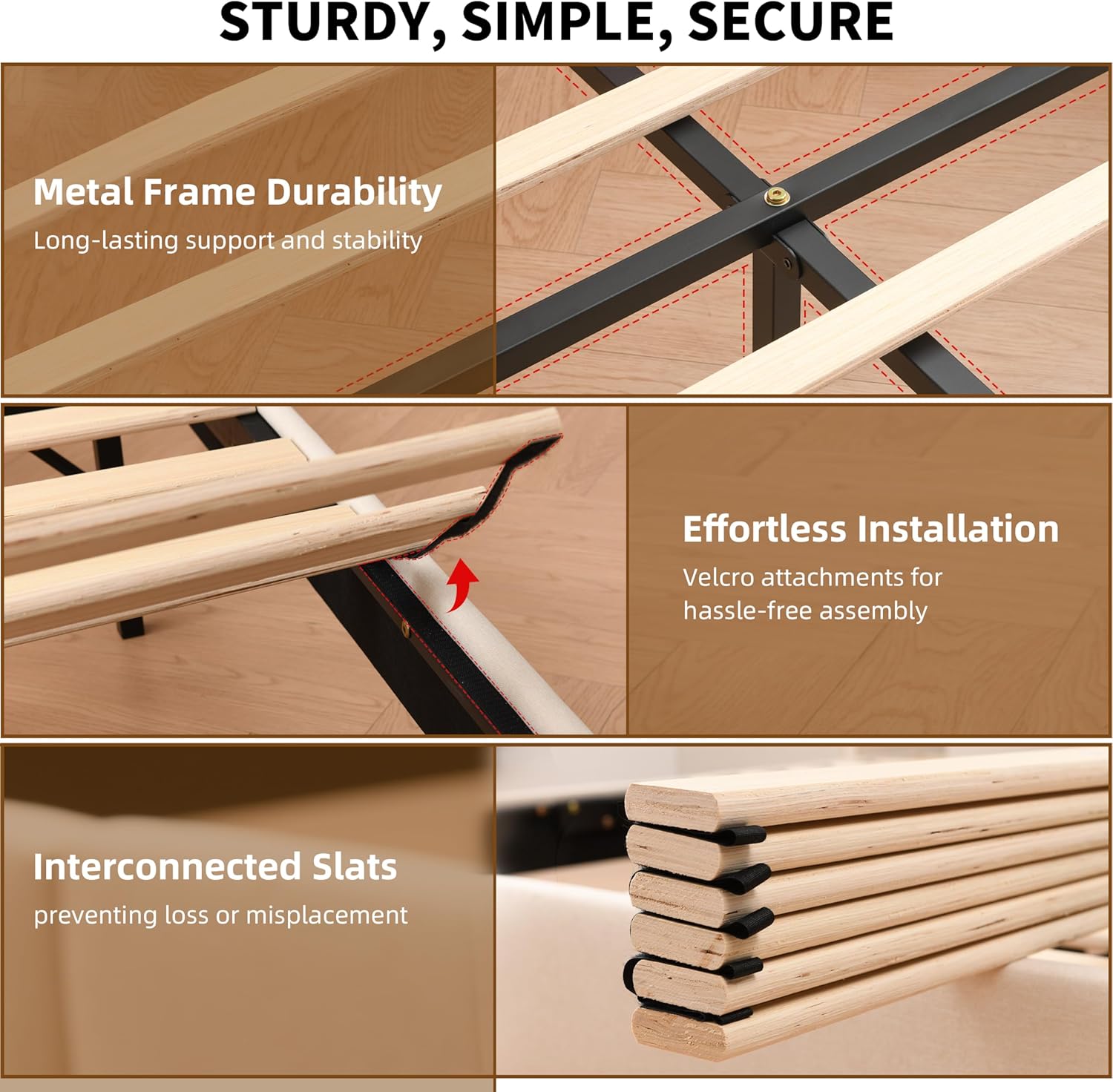 Queen Size Upholstered Platform Bed Frame with Headboard and Legsboard, Wooden Slats, Velvet Fabric, 5.9" Wood Bed Legs, No Box Spring Needed, Easy Assembly, Cream