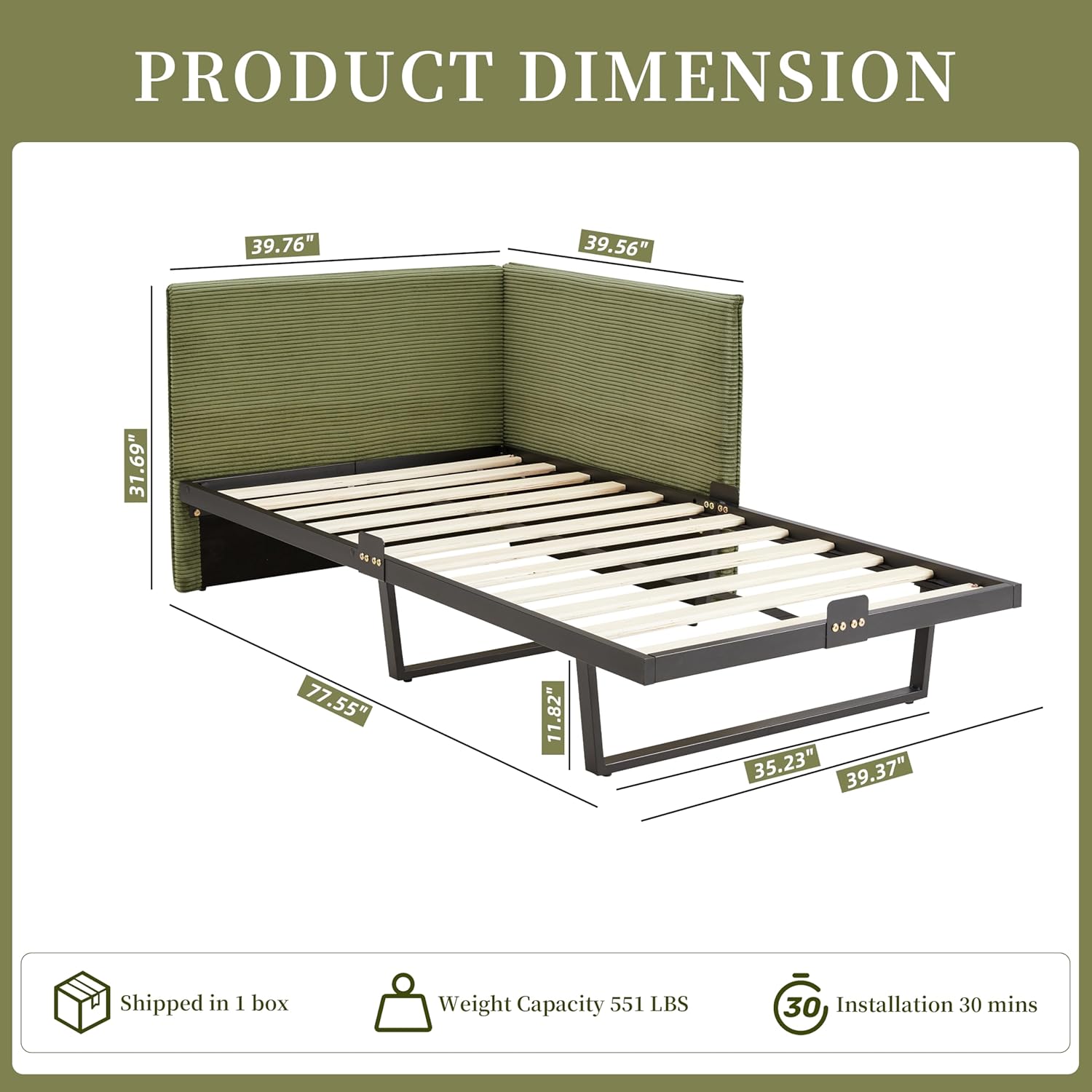 Twin Size Daybed Frame, Corduroy Upholstered Sofa Bed Guest Bed with Versatile Side Placement, Wood Slat Support, Perfect for Kids & Teens Rooms, No Box Spring Needed, Easy Assembly, Cream