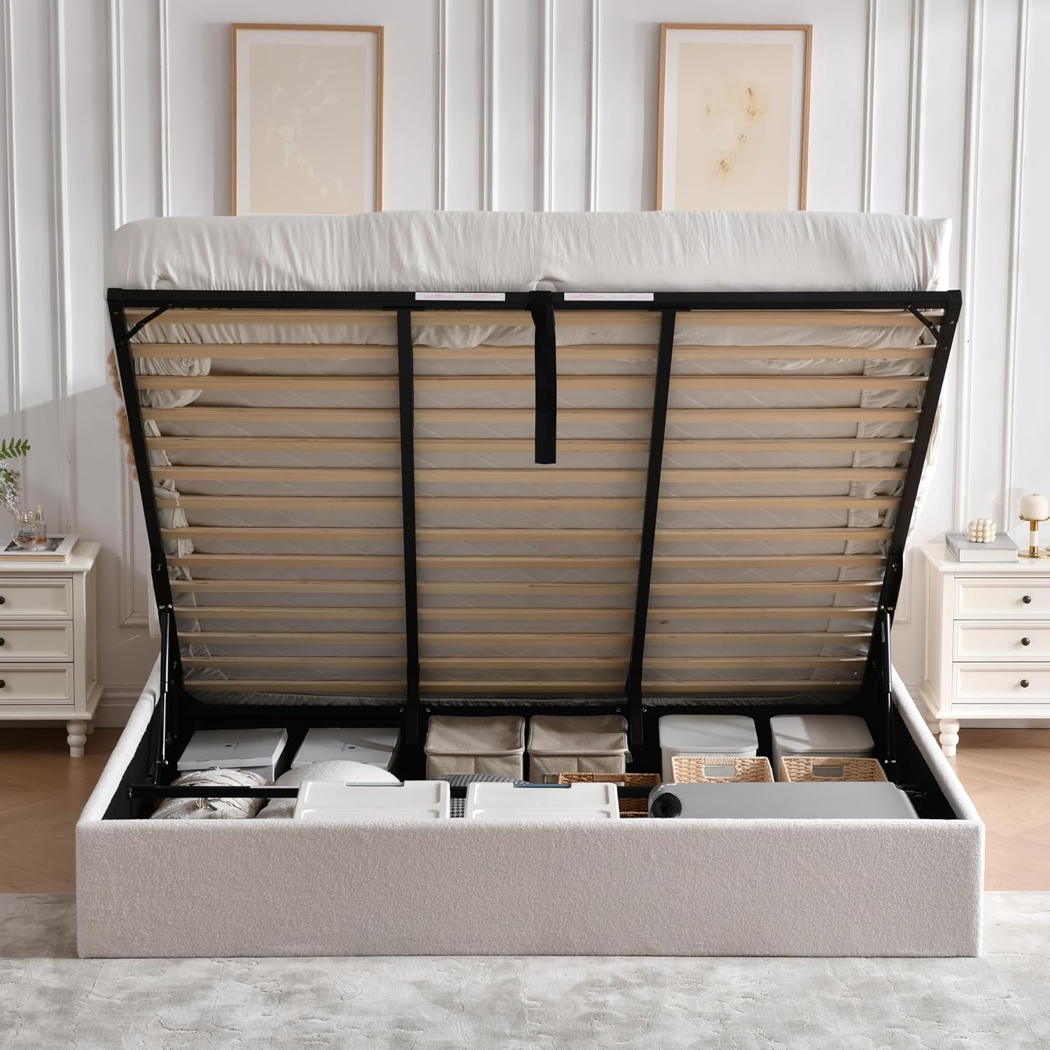 Full Size Upholstered Platform Bed Frame with Wingback Headboard, Wood Slats Support, Noiseless, Easy Assembly, No Box Spring Needed, Green
