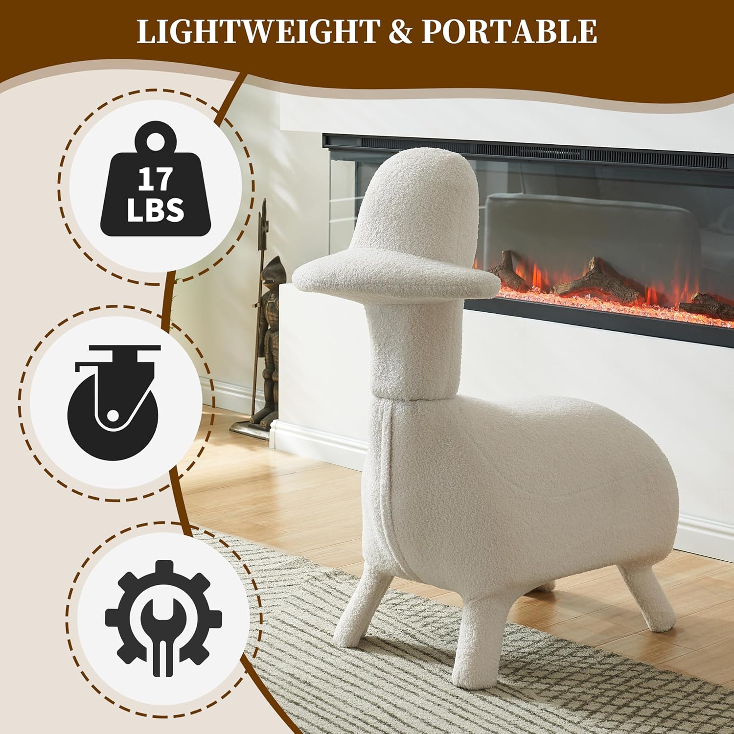 Animal Shape Gaming Chair, Soft Lamb Wool, Cute Duckbill-Shaped Chair, Ergonomic Seating for Small Spaec, Small Furniture for Living Room, Ideal for Gaming/Reading, Stylish Home Décor, Beige