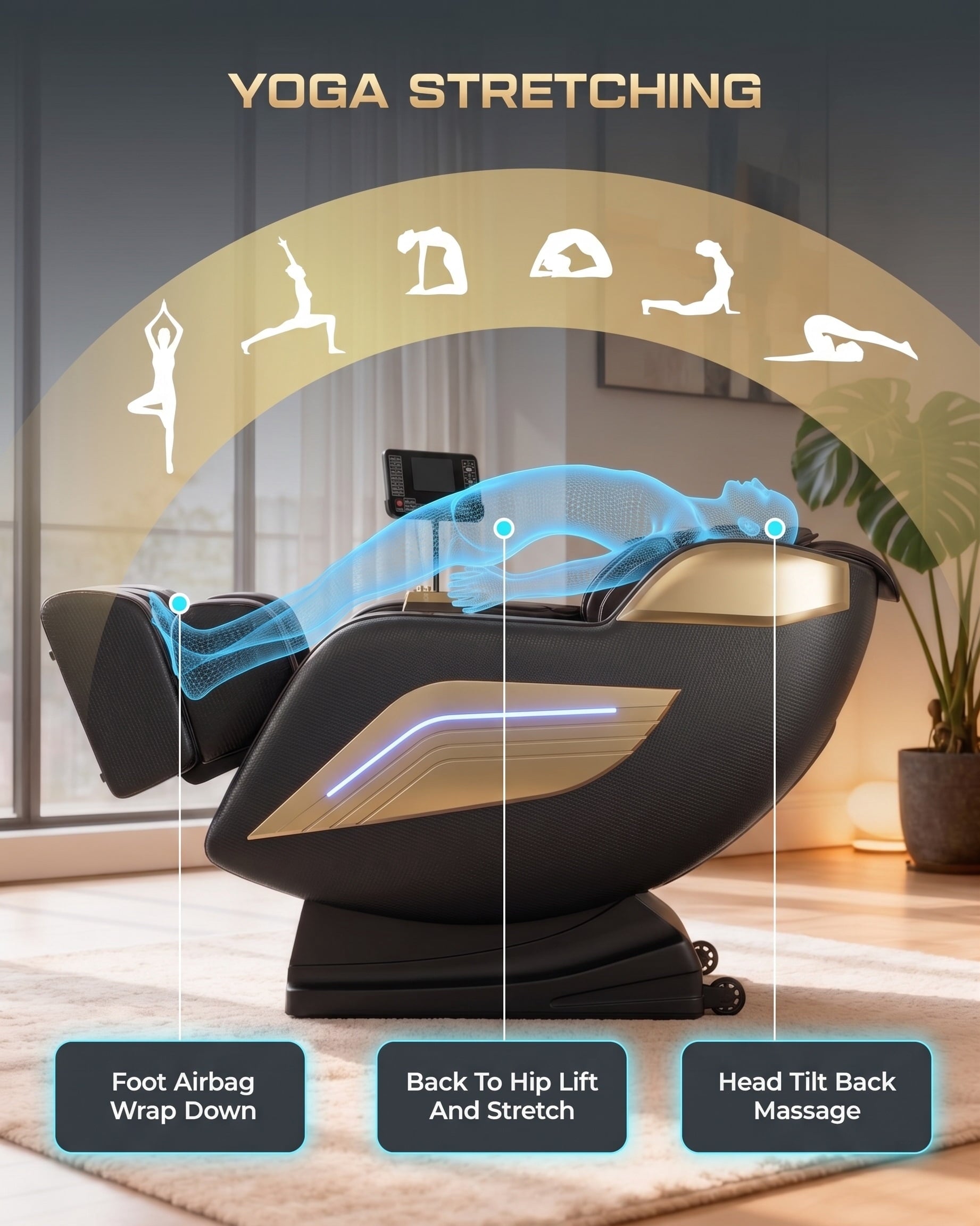 58" SL Track 4D Smart Massage Chair with AI Body Scanning, Zero Gravity, Heated Back & Legs, Bluetooth Speakers – Full Body Air Compression for Home Spa Relaxation