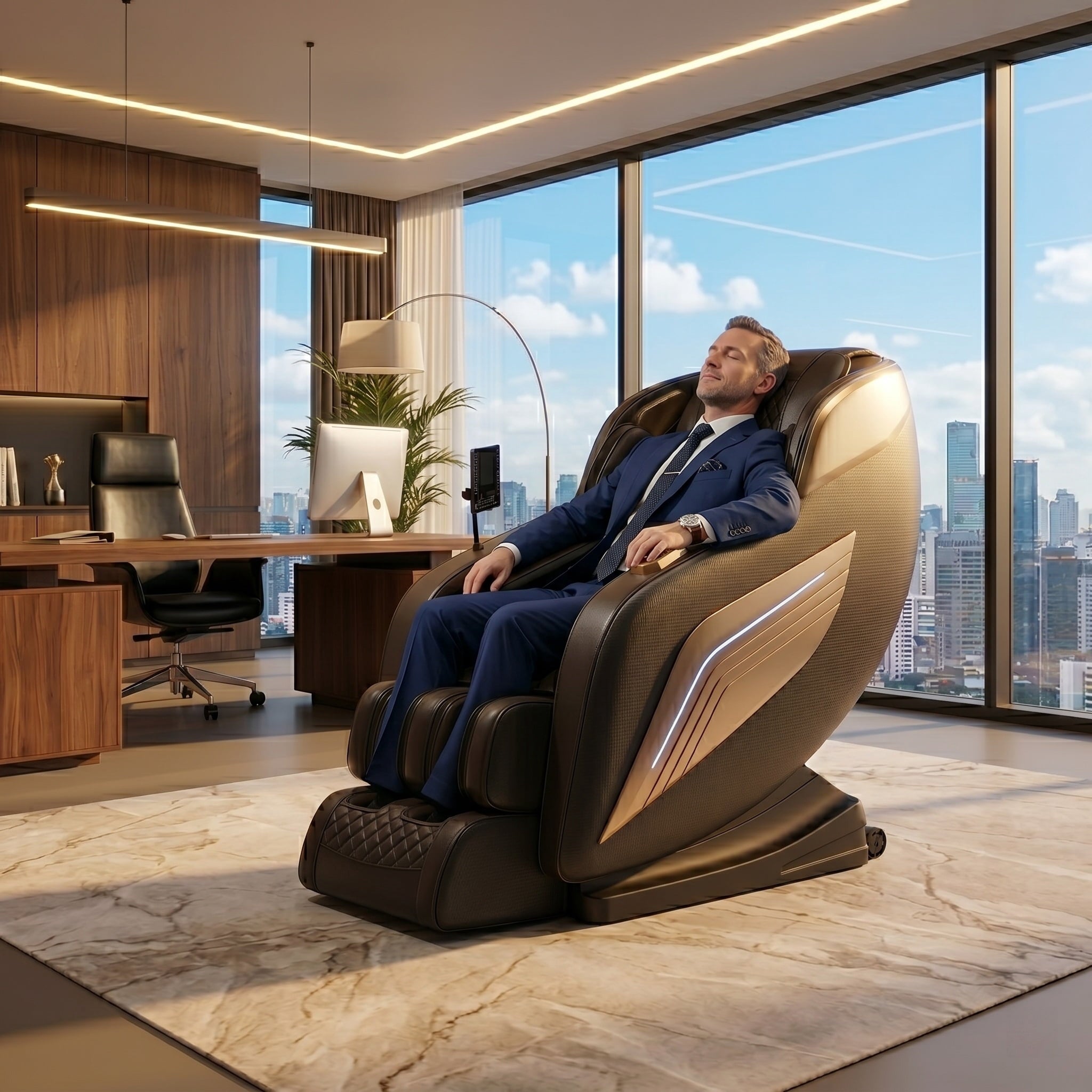 58" SL Track 4D Smart Massage Chair with AI Body Scanning, Zero Gravity, Heated Back & Legs, Bluetooth Speakers – Full Body Air Compression for Home Spa Relaxation