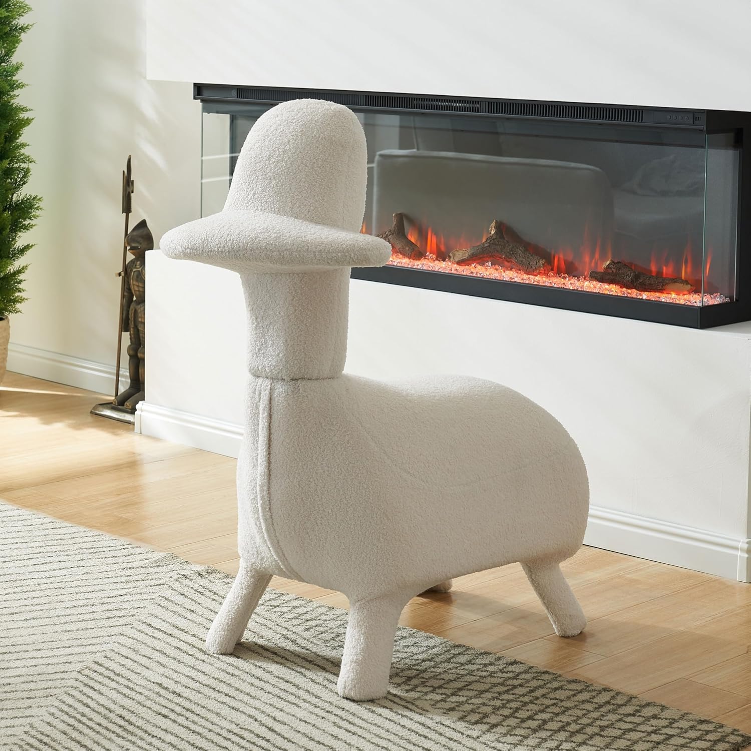 Animal Shape Gaming Chair, Soft Lamb Wool, Cute Duckbill-Shaped Chair, Ergonomic Seating for Small Spaec, Small Furniture for Living Room, Ideal for Gaming/Reading, Stylish Home Décor, Beige