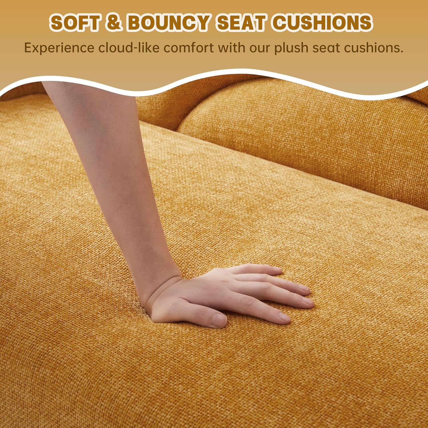 31.5" Chaise Lounge Chair Indoor with Arc Backrest & Right Armrest, Upholstered Linen Fabric, Lounge Sofa for Living Room, Bedroom and Office, Easy Assembly, Yellow