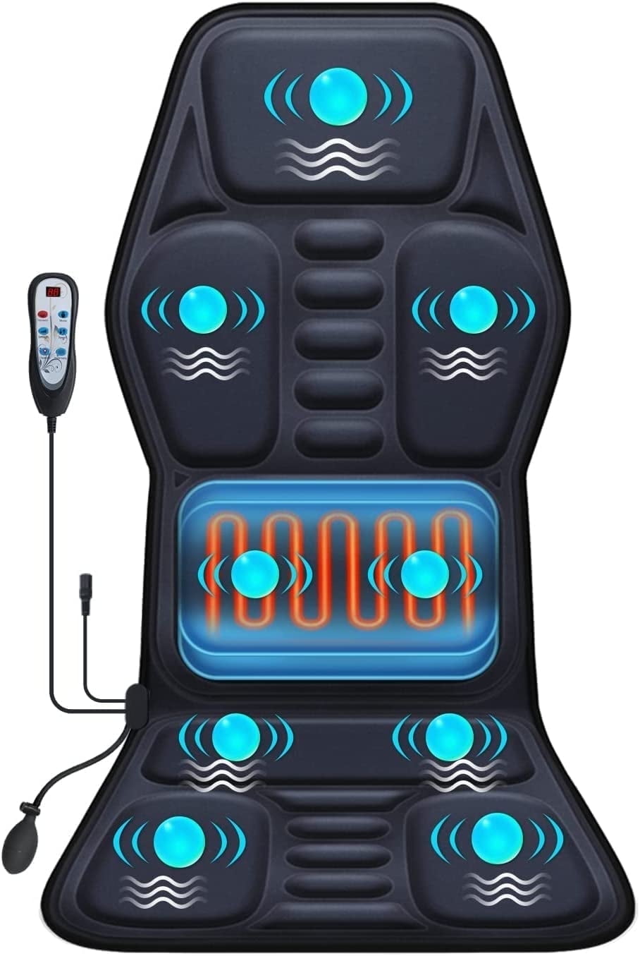 ENGOO Massage Pad with Heat & Lumbar Airbag Support - 9 Vibration Modes, Multi-Zone Relief for Home, Office & Car Use