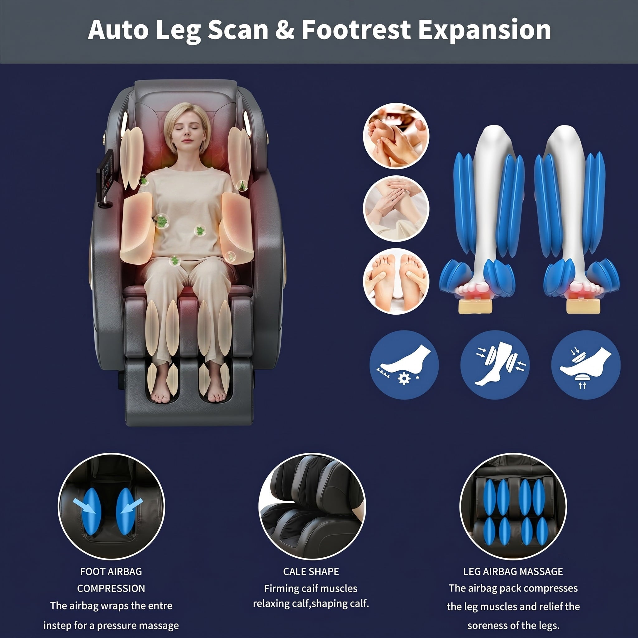 58" SL Track 4D Smart Massage Chair with AI Body Scanning, Zero Gravity, Heat Therapy, and Bluetooth Speakers