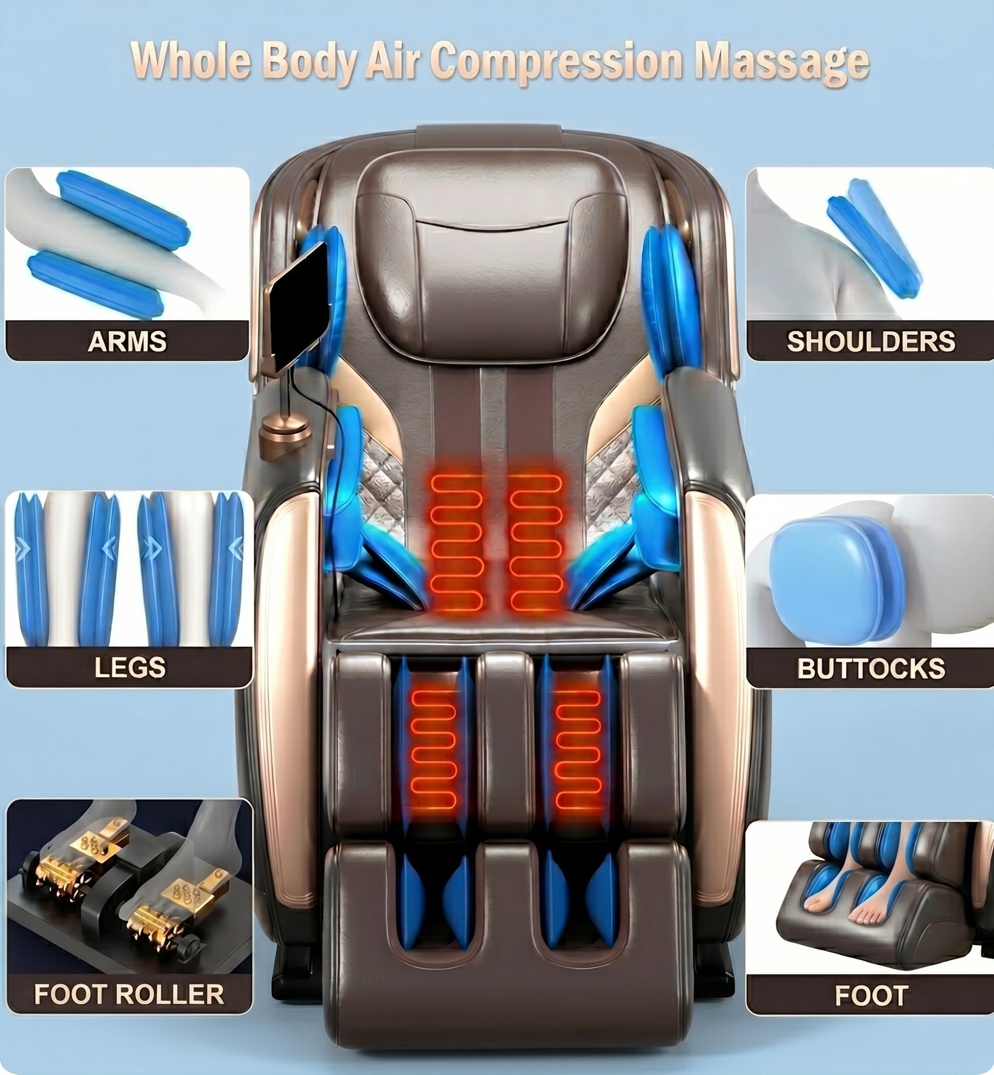 58" SL Track 4D Smart Massage Chair – AI Body Scan, Zero Gravity, Full Body Air Compression, Heat Therapy, Bluetooth Speakers, Voice Control, King Size Design, 6 Massage Programs